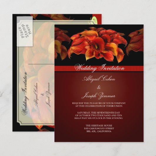 Briefkaarten voor huwelijksuitnodiging (Voorkant / Achterkant)