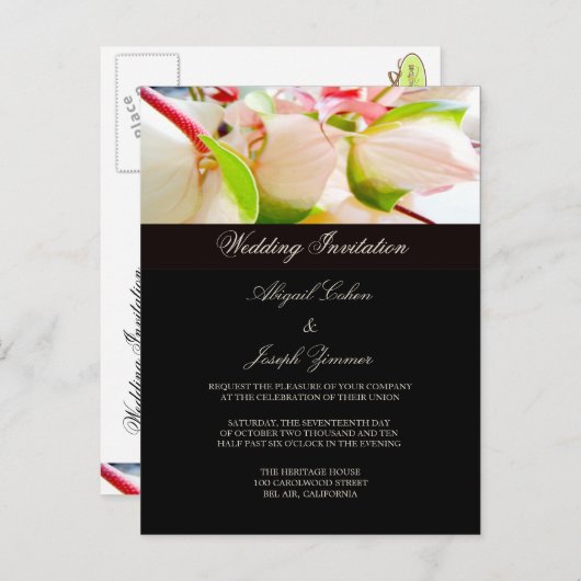 Briefkaarten voor huwelijksuitnodiging (Voorkant / Achterkant)