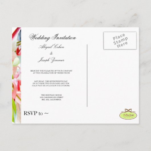 Briefkaarten voor huwelijksuitnodiging (Achterkant)