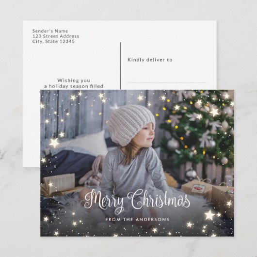 Briefkaarten voor kerstfoto's met magie (Voorkant / Achterkant)