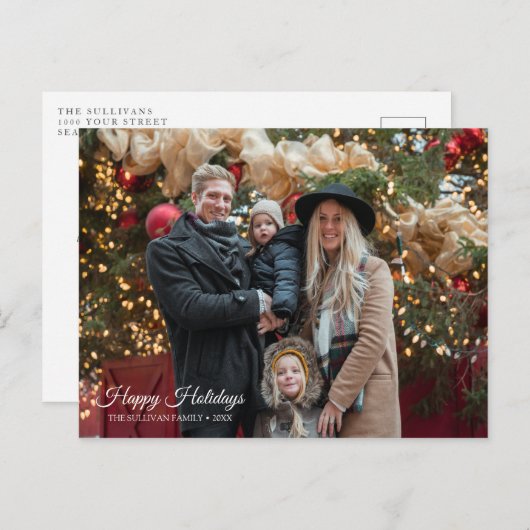 briefkaarten voor kerstfoto's met Prettige feestda (Voorkant / Achterkant)