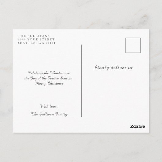 briefkaarten voor kerstfoto's met Prettige feestda (Achterkant)