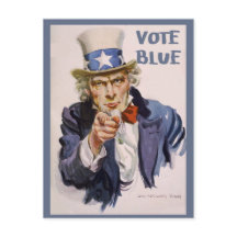 Briefkaarten voor kiezers UNCLE SAM Vote Blue