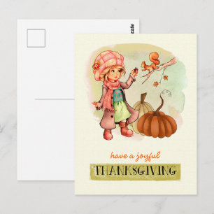 Briefkaarten voor kleine Thanksgiving en eekhoorn