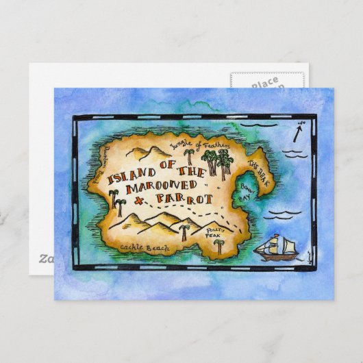 Briefkaarten voor marooned Parrot (Voorkant / Achterkant)