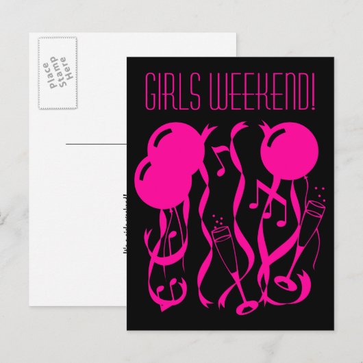 Briefkaarten voor meisjes in het weekend | Neonroz (Voorkant / Achterkant)