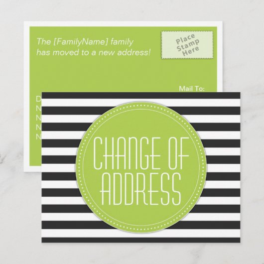 Briefkaarten voor moderne gestreepte adreswijzigin (Voorkant / Achterkant)