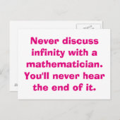 Briefkaarten voor oneindige Wiskunde (Voorkant / Achterkant)