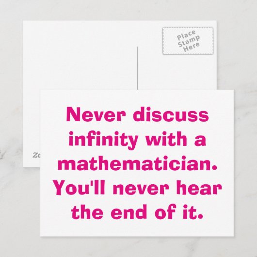 Briefkaarten voor oneindige Wiskunde (Voorkant / Achterkant)