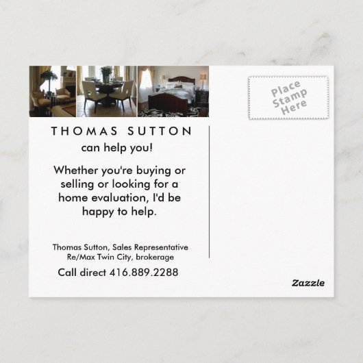 Briefkaarten voor onroerend goed thuisgebruik (Achterkant)