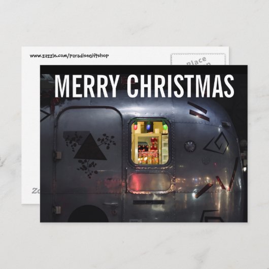 BRIEFKAARTEN VOOR RETRO CAMPER TRAILER CHRISTMAS (Voorkant / Achterkant)