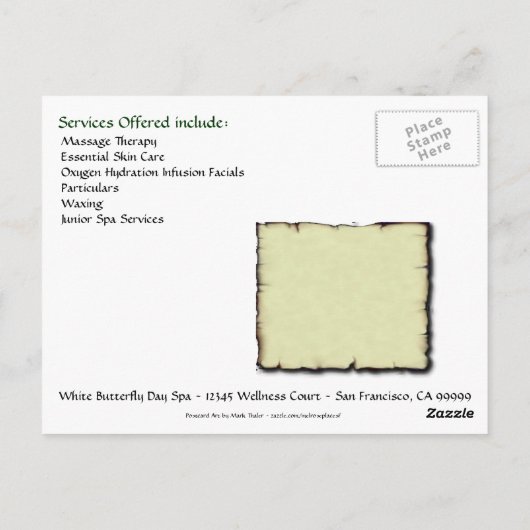 Briefkaarten voor speciale acties op dag (Achterkant)