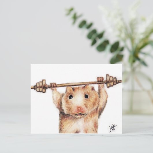 Briefkaarten voor werkout (hamster) (Staand voorkant)
