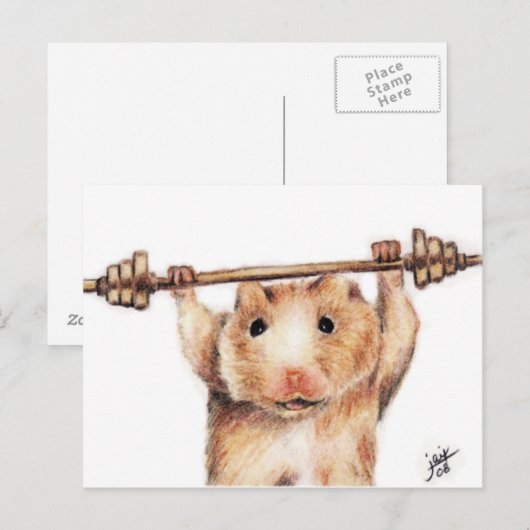 Briefkaarten voor werkout (hamster) (Voorkant / Achterkant)