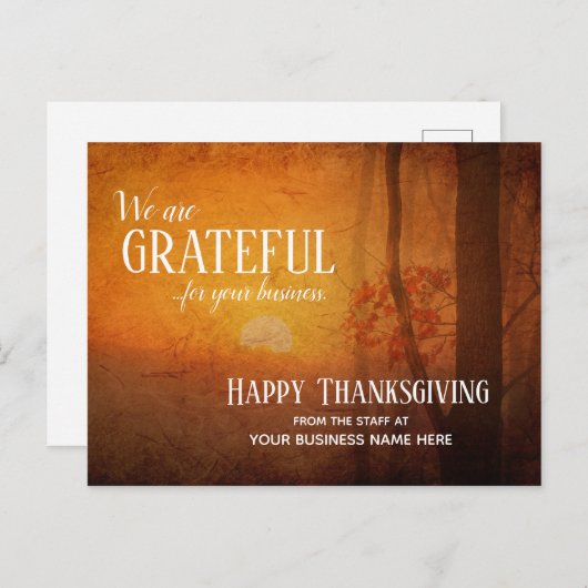 Briefkaarten voor zakelijke Thanksgiving van herfs (Voorkant / Achterkant)