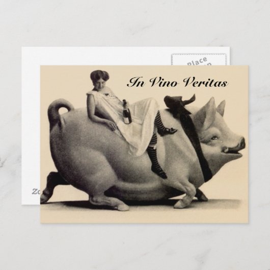  Briefkaarten wijnen en varkens in Vino Veritas (Voorkant / Achterkant)