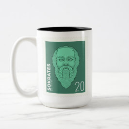 Briefmarke Sokrates - Tweekleurige Koffiemok