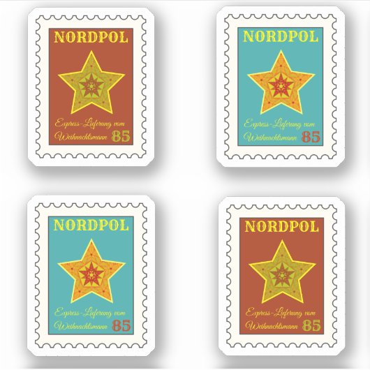 Briefmarken vom Weihnachtsmann Sticker (Voorkant)