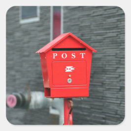 BRIEFPAAL RODE BRievenbus POSTCROSSING Vierkante Sticker