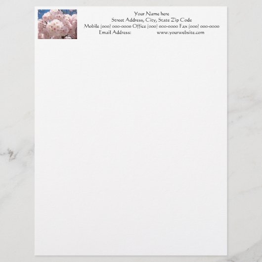 Briefpapier Aangepaste Roze Bloesem Briefhoofd (Voorkant)