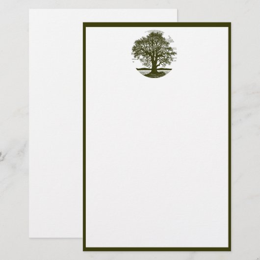 Briefpapier eikenboom (Voorkant / Achterkant)