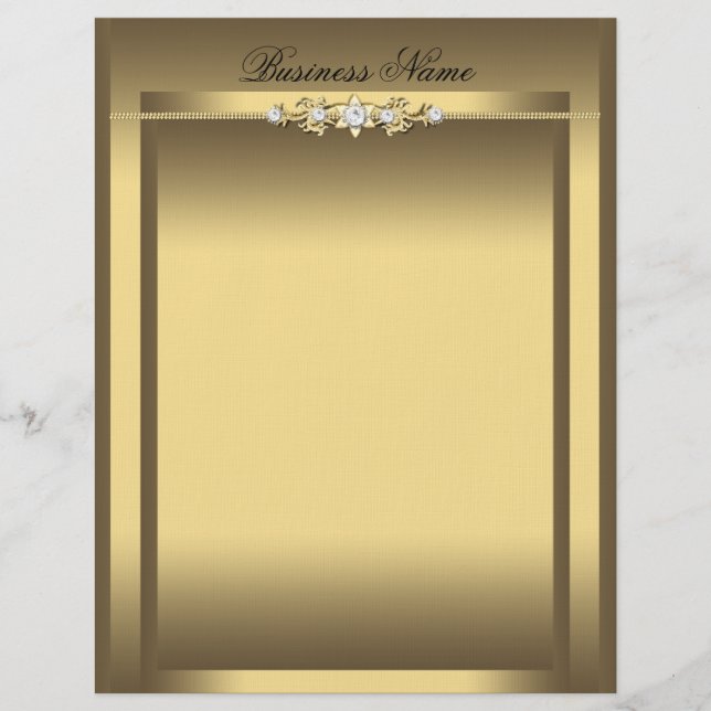 Briefpapier Elegant Beige Goud Gepersonaliseerd Briefhoofd (Voorkant)