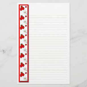 Briefpapier met aardbeien en bloemen