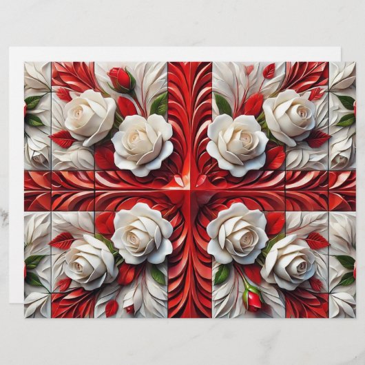 Briefpapier met Engels rozenontwerp (Voorkant / Achterkant)