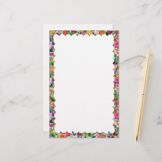 briefpapier met geschulpte rand (Voorkant / Achterkant in situ)