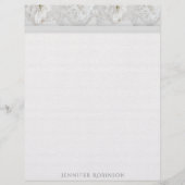 Briefpapier met linnen, kant en witte bloemen briefhoofd (Voorkant)