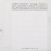 Briefpapier met linnen, kant en witte bloemen briefhoofd (Voorkant / Achterkant)