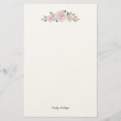 Briefpapier met naam zachte roze rozen (Voorkant)