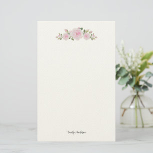 Briefpapier met naam zachte roze rozen