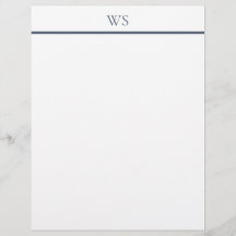 Briefpapier met Navy Blauwe Balk Monogram