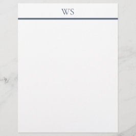 Briefpapier met Navy Blauwe Balk Monogram Briefhoofd