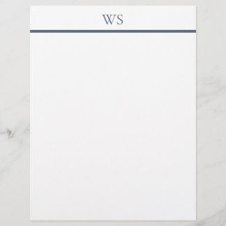Briefpapier met Navy Blauwe Balk Monogram Briefhoofd