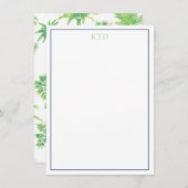 Briefpapier met palmboom en monogram kaart (Voorkant / Achterkant)