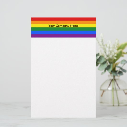 Briefpapier met regenboog LGBT vlag (Staand voorkant)