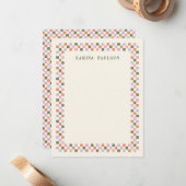 Briefpapier met schaakbordframe - Groen Notitiekaartje (Voorkant / Achterkant in situ)