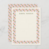 Briefpapier met schaakbordframe - Groen Notitiekaartje (Voorkant / Achterkant)