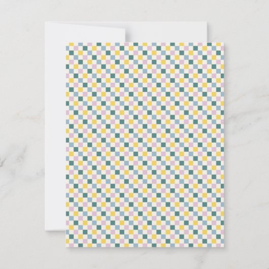 Briefpapier met schaakbordframe - turquoise notitiekaartje (Achterkant)