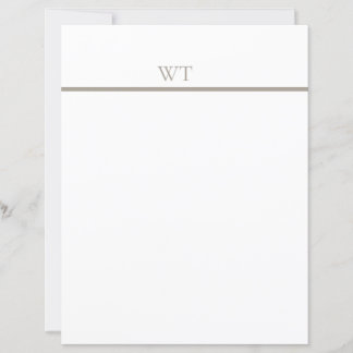 Briefpapier met taupe balk en monogram