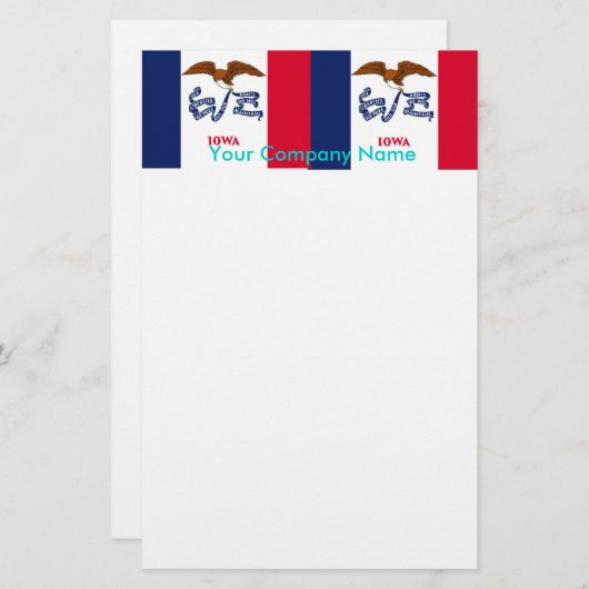 Briefpapier met vlag van Iowa (Voorkant / Achterkant)