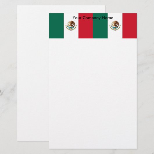 Briefpapier met vlag van Mexico (Voorkant / Achterkant)
