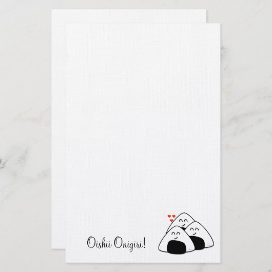 Briefpapier Oishii Onigiri (wit) (Voorkant / Achterkant)