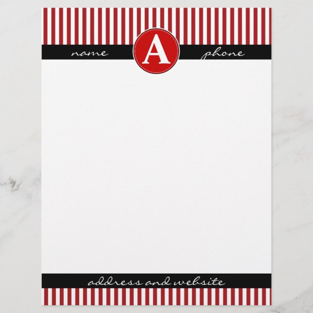 Briefpapier, op maat en met monogram briefhoofd ontwerp (Voorkant)