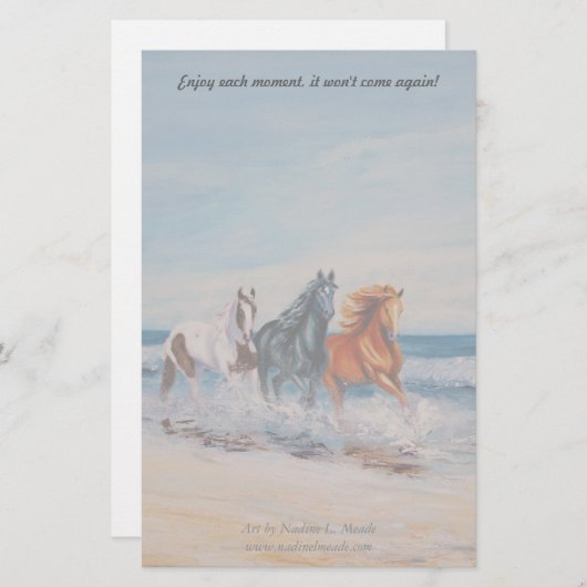Briefpapier, paarden in het Surf Briefpapier (Voorkant / Achterkant)