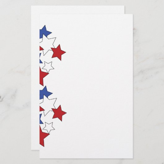 Briefpapier rode, witte en blauwe sterren (Voorkant / Achterkant)