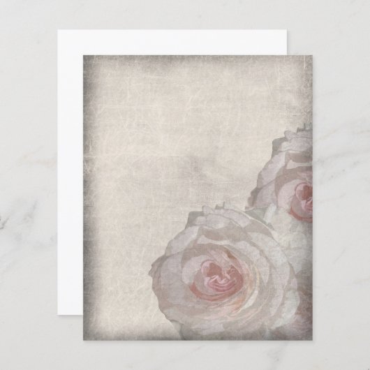 Briefpapier Roos Roze elegant fijn papier (Voorkant / Achterkant)