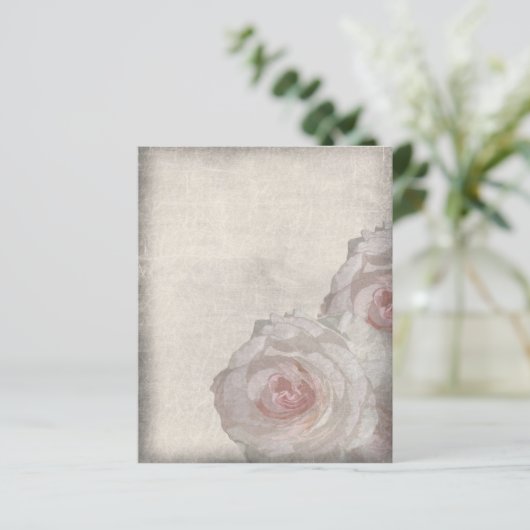 Briefpapier Roos Roze elegant fijn papier (Staand voorkant)